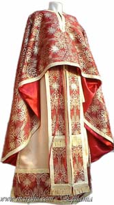 brocard, broderie, cruci, preot, Preotesti, rosu, Vesminte